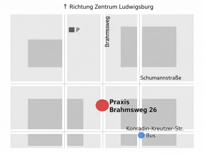 Karte von Ludwigsburg mit Praxishöhe